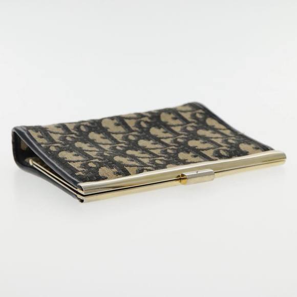 Christian Dior Trotter Canvas Pouch Navy Gold Auth 94733 - Picture 6 of 16